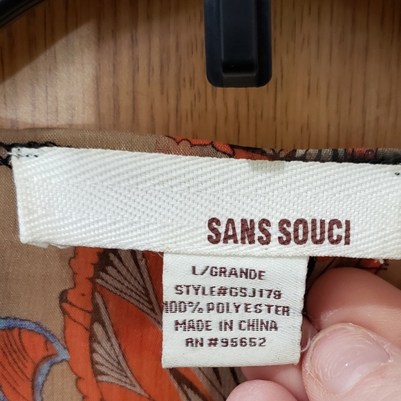 Sans Souci, tan orange green blue black kimono fringe cardigan, large - Picture 6 of 15